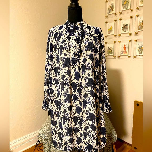 Tory Burch Floral Pleated Silk Dress - Picture 1 of 4